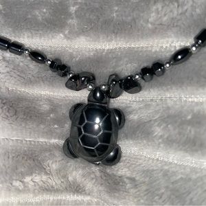Hematite Beaded Turtle Necklace